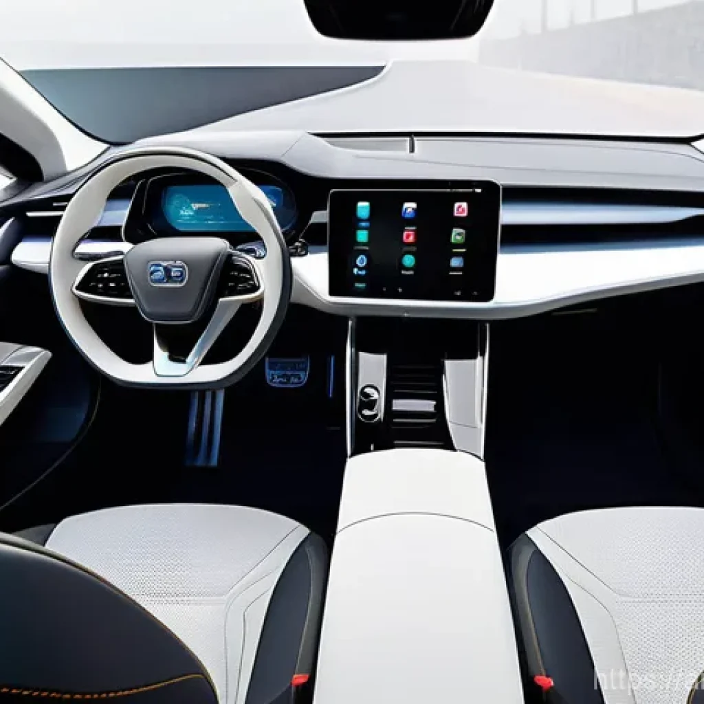 테슬라 모델 S의 주행 보조 시스템 - **Prompt 1: Relaxed Autonomous City Driving**
    "A sleek, modern electric car interior, seen from ...
