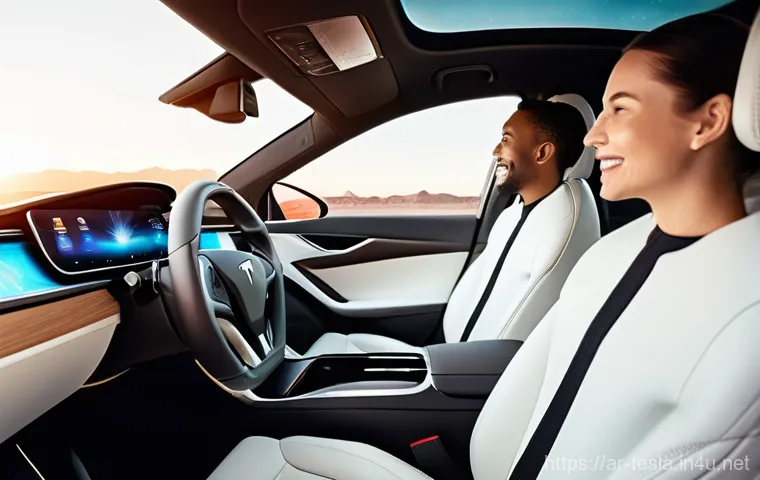 테슬라 전기차의 OTA 업데이트 기능 - **Prompt 1: The Magic of Over-the-Air Updates**
    A pristine, sleek white Tesla Model 3 is parked ...